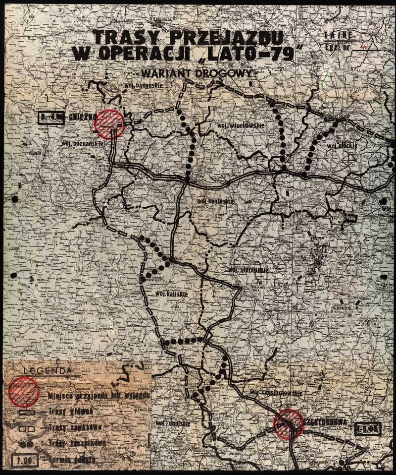 IPN Ld 692/3, k. 82 – Trasy przejazdu w operacji „Lato-79” – wariant drogowy